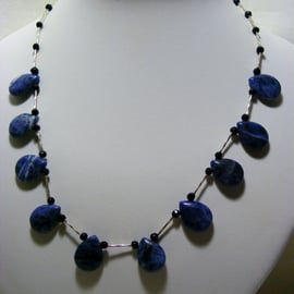 Sodalite and Onyx Gemstone Necklace