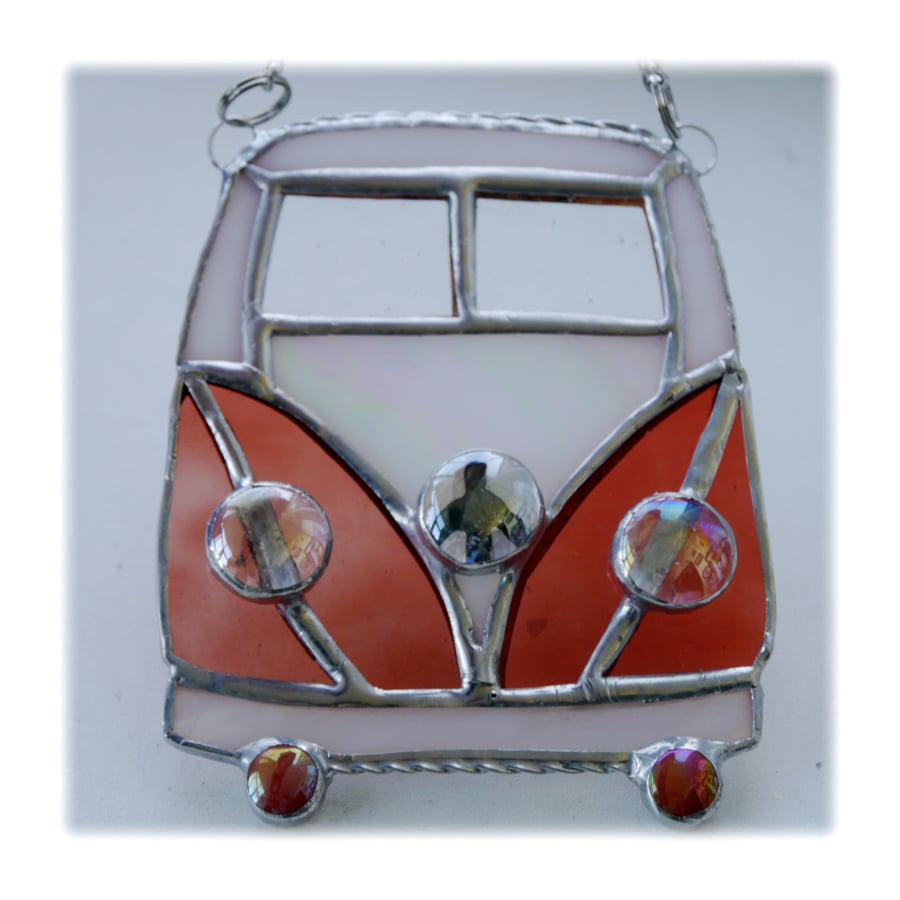 Campervan Suncatcher Stained Glass Rose Red 039