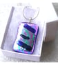Lilac Diagonals 251 Dichroic Glass Pendant silver plated chain - Image 2