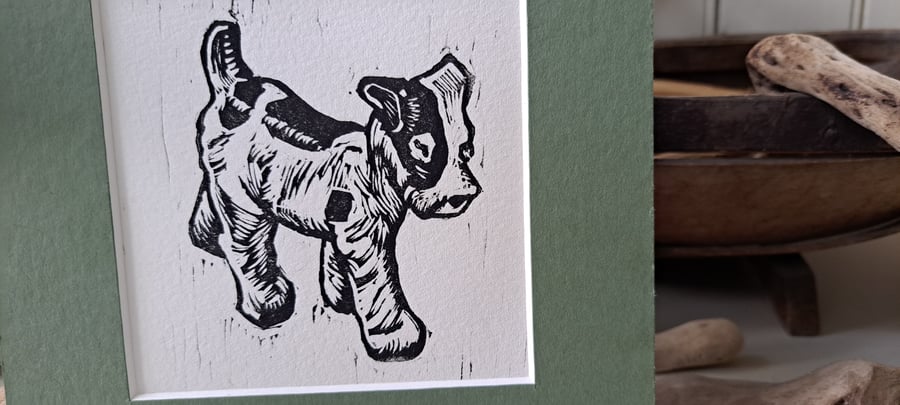 'Wee dog' original Lino Print 