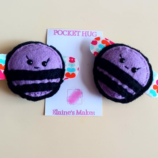 'Bumble bee' pocket hug and pocket hug card gift set,letterbox gift (lilac)