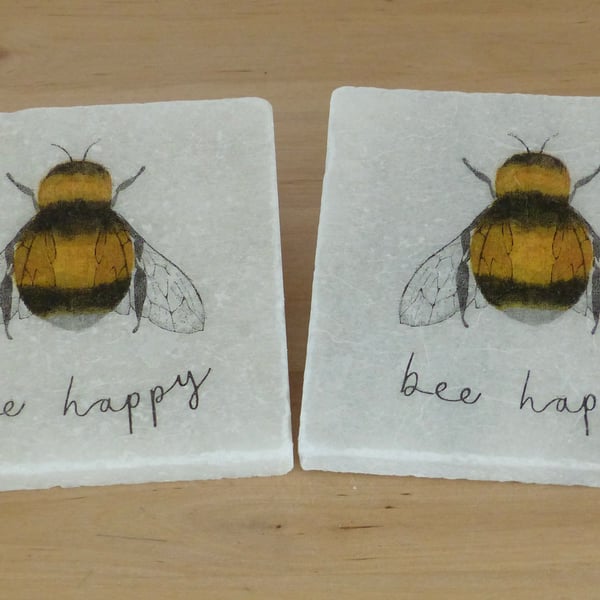Marble 'Bee Happy' Coasters