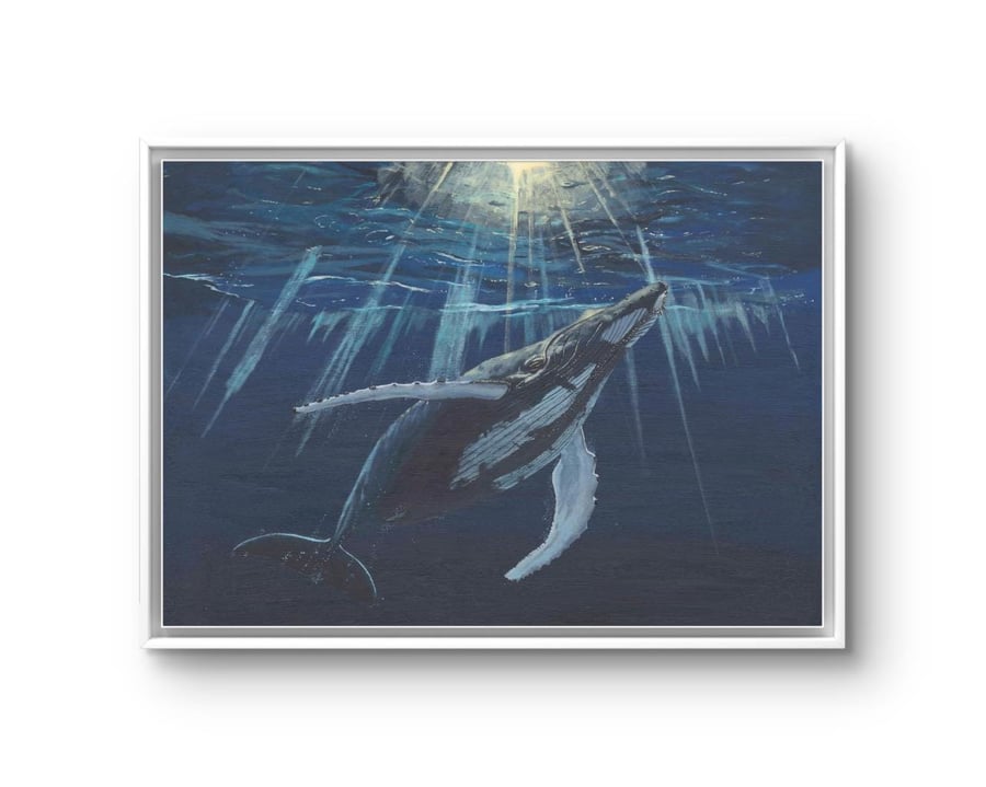 Majestic Humpback Whale Print - Originally Painted with Acrylics