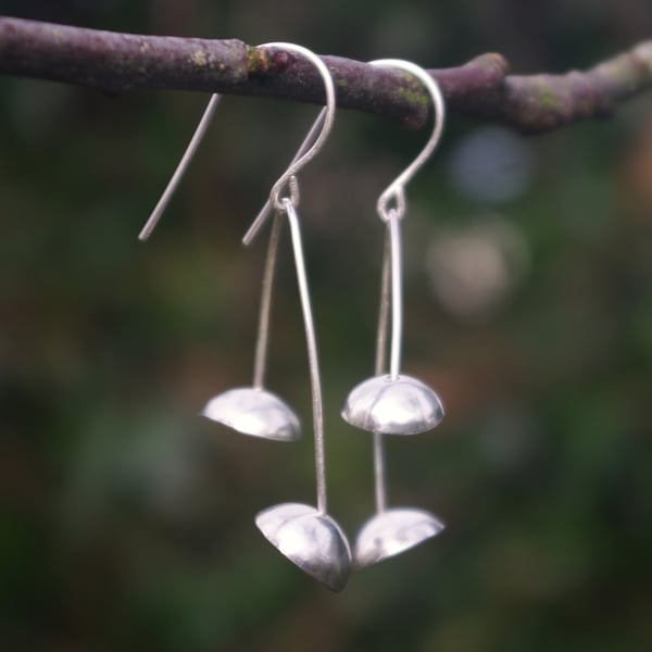 Silver Bell  Dangle Earrings 