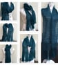 Teal Green Long Crocheted Scarf with Fringe Detail for Winter Warmth.