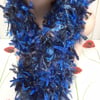 Hand Knitted Blue Fashion Scarf for Girls Ladies by Poppy Kay Designs