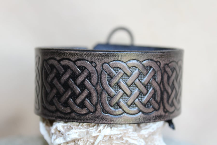 Leather Wrist Cuff, Leather Laced Bracelet, Celtic Knot Bracelet