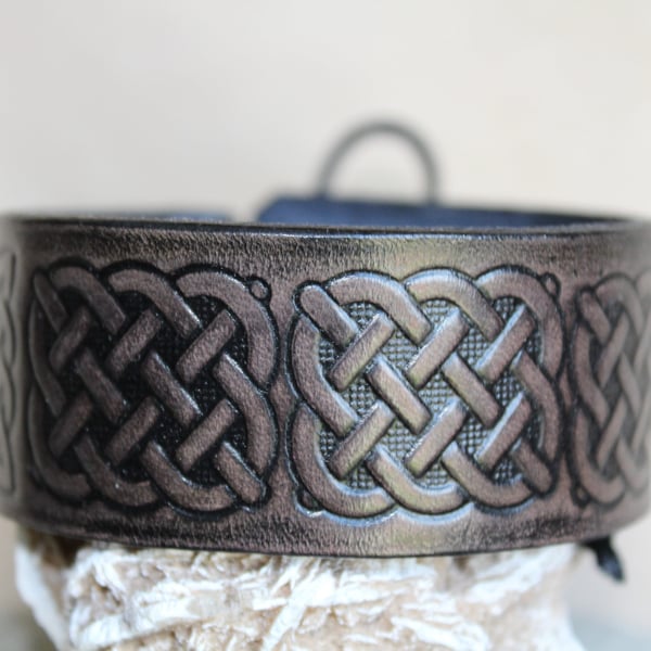 Leather Wrist Cuff, Leather Laced Bracelet, Celtic Knot Bracelet