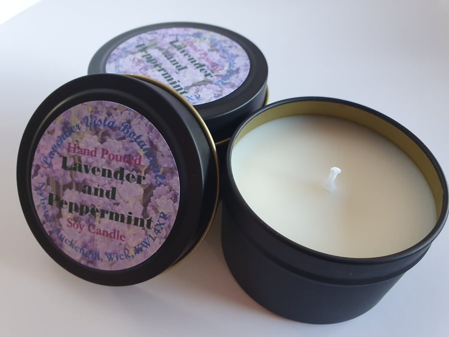 Lavender and Peppermint Natural Soy Candle 