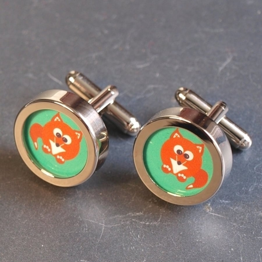 Foxy Fox Cartoon Fun Cufflinks