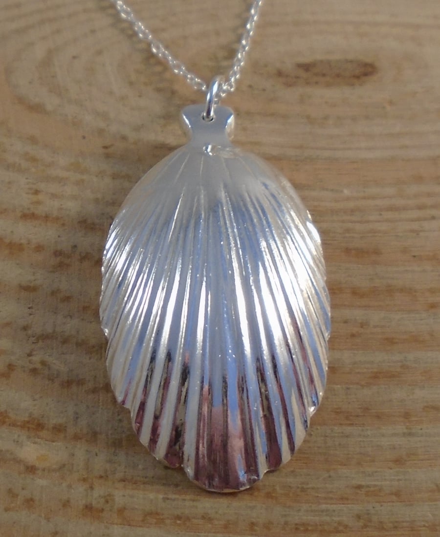 Sterling Silver Upcycled Shell Spoon Necklace