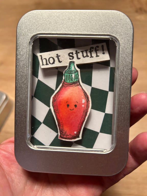 Hot Stuff - Cute and quirky 3D Illustration in tin - gift for husband
