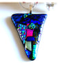 Patchwork Triangle Dichroic Fused Glass Pendant Colour choice gift handmade - Image 6