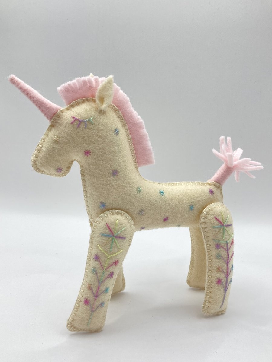 Hand Embroidered Little Cream Unicorn Seconds Sunday