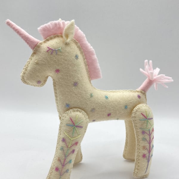 Hand Embroidered Little Cream Unicorn Seconds Sunday