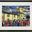 Wrexham AFC, Racecourse Ground. Framed Football Art Print. 20" x 16" Frame Size