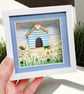 3D Beach Hut Desk Art, Handmade Coastal Watercolour, One-of-a-Kind Seaside Gift - Image 1