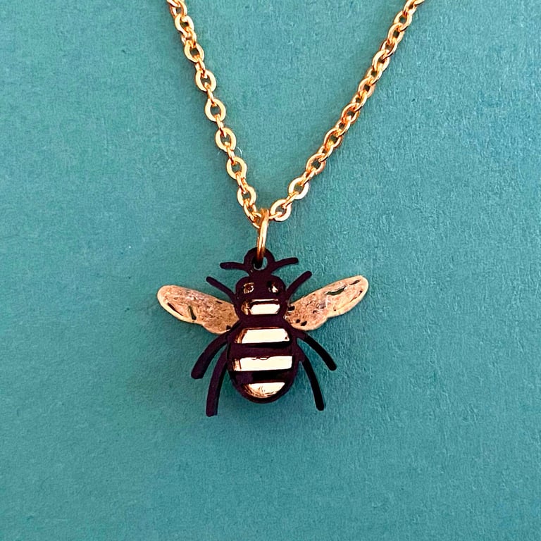 Bee acrylic gold plated necklace