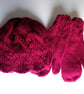 Beautiful Bundle Dark Magenta Aran Hand Knit Hat and Mitten Set - Free Post - Image 4