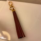 Bag charm Italian leather and Tibetan silver and enamel