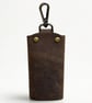Dark Brown Full Grain Leather Key Case Silent Snap Wrap Handmade UK - Image 4