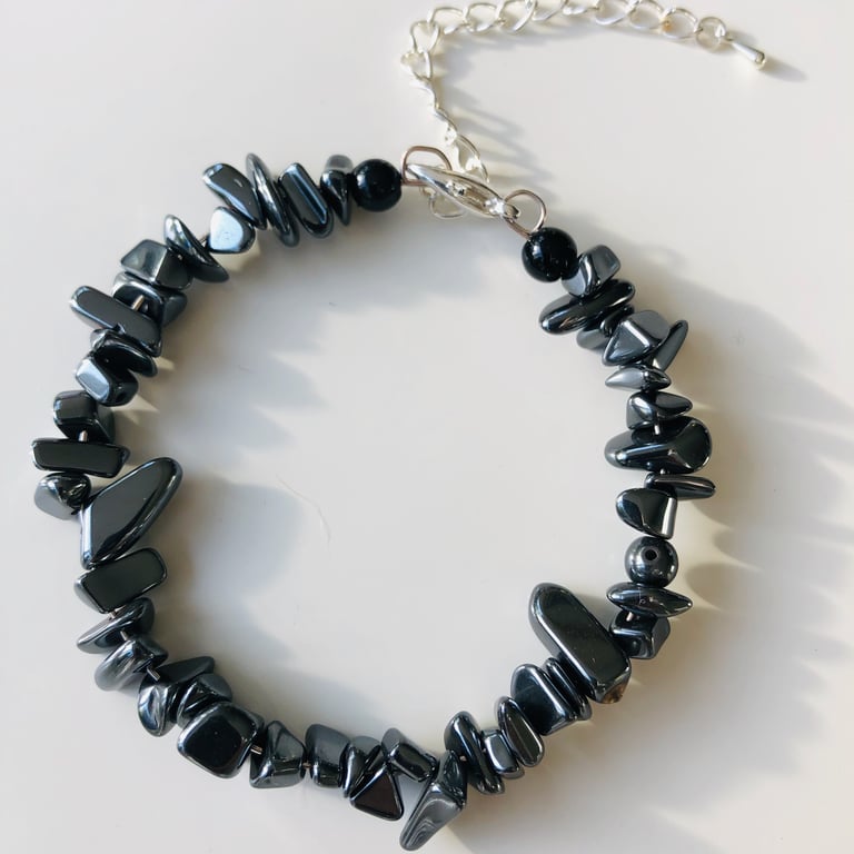 Hematite memory wire bangle