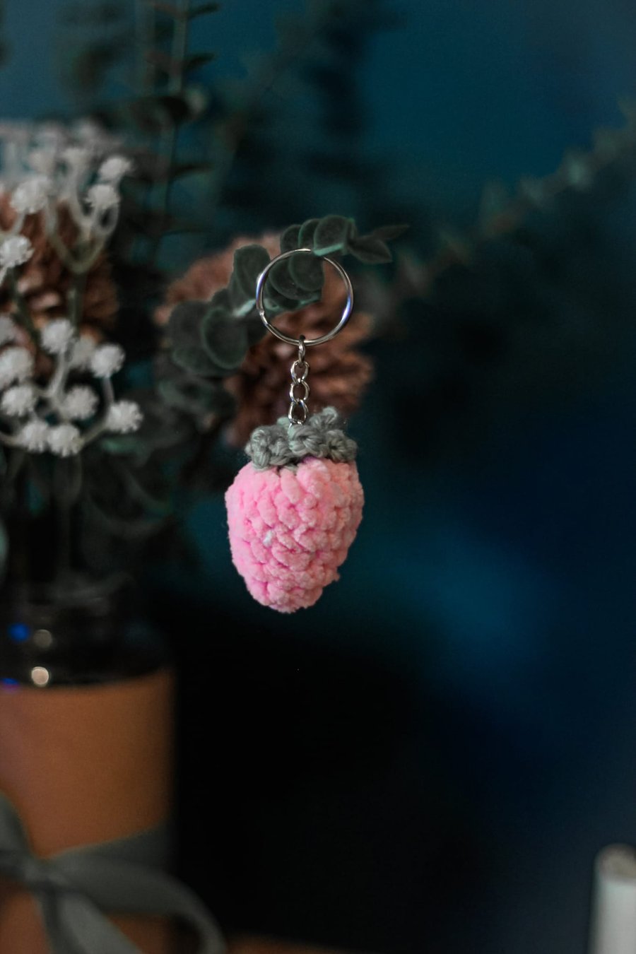 Handmade Crochet Strawberry Keychain, Cute Fruit Bag Charm, Gift