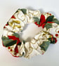 Christmas Scrunchie Cream Poinsettia Print