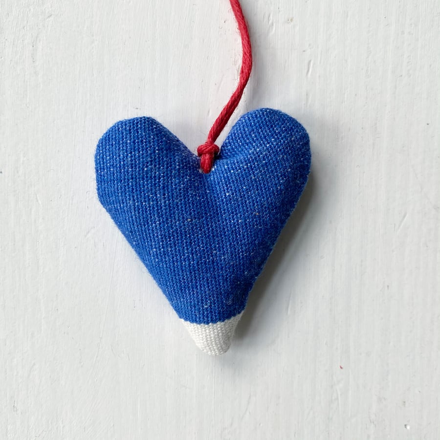 SALE - LAVENDER HEART - dinky, colour block, blue and white 