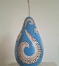 Slate Blue Swirls Gourd Lamp - Image 2
