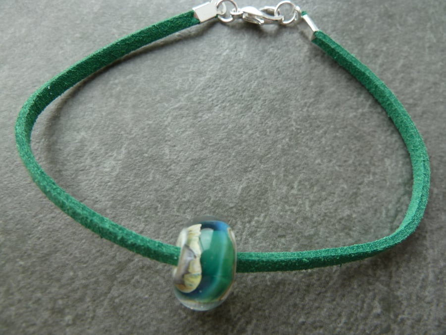 green faux suede bracelet