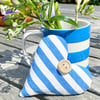 LAVENDER HEART - large, blue and white stripes