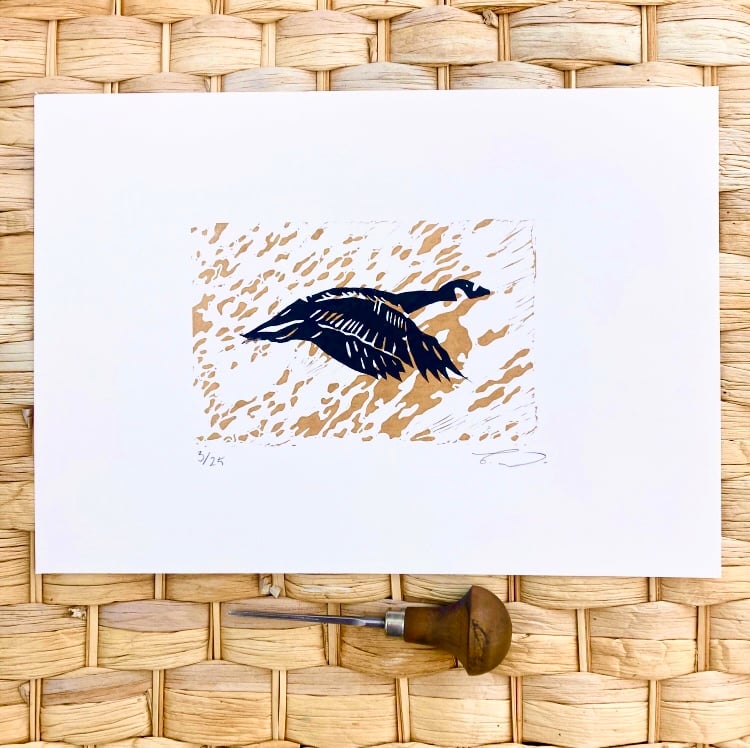 Goose Lino Print, Goose Print, Bird Lino print, Bird print