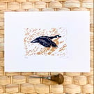 Goose Lino Print, Goose Print, Bird Lino print, Bird print