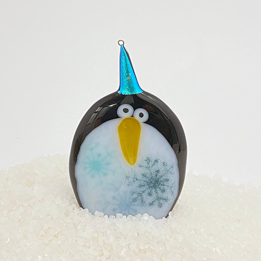 Party Penguin Glass Christmas Decoration