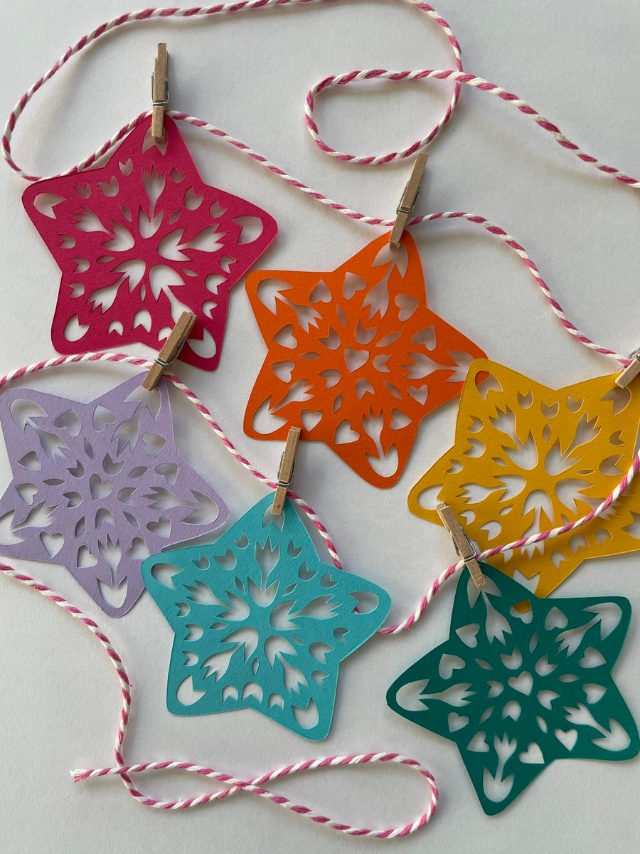Star Papercut Garland (Rainbow)