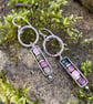Oxidised silver and gemstone bead long colourful dangly earrings