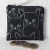 Small purse, coin purse, black cats.