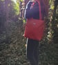 Kaczka Szwaczka handmade red shoulder bag tote bag faux leather 