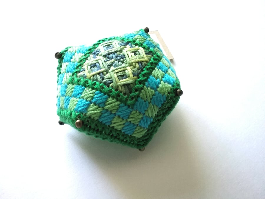 Hand embroidered pincushion
