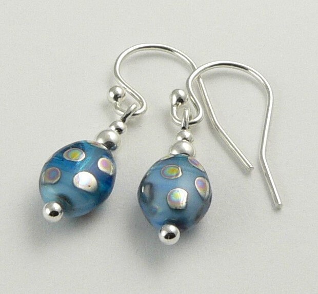 Czech glass drop earrings, sterling silver, 7x9mm, in a gift box, 5 colours