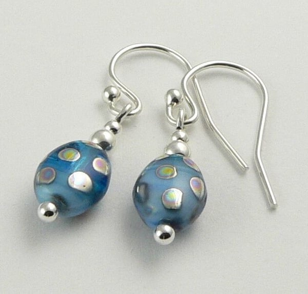 Czech glass drop earrings, sterling silver, 7x9mm, in a gift box, 5 colours