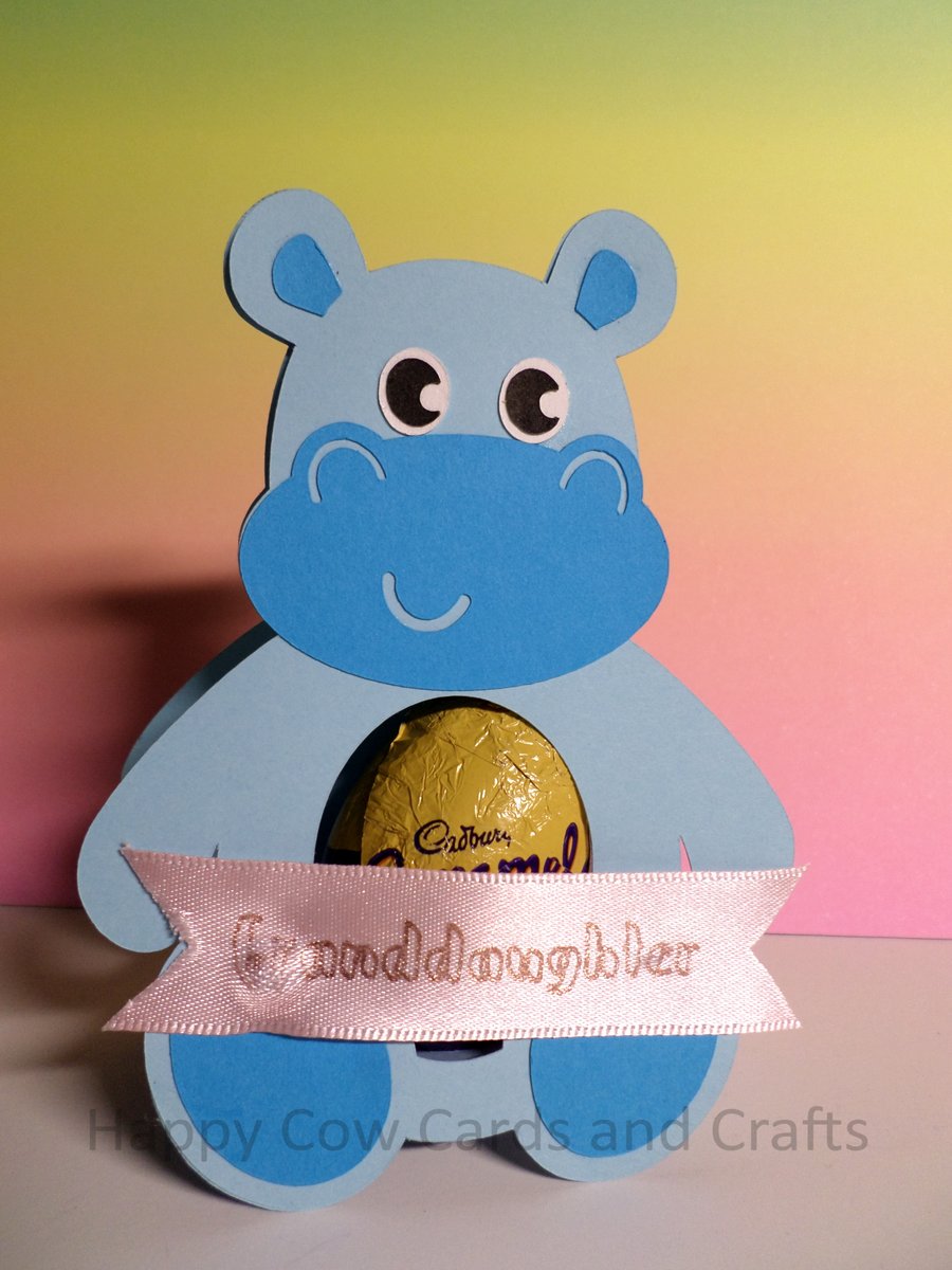 Cute personalised Hippo cream egg holder