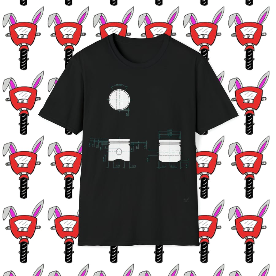 Piston Technical Drawing Unisex Softstyle T-Shirt by Bikabunny