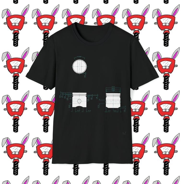 Piston Technical Drawing Unisex Softstyle T-Shirt by Bikabunny