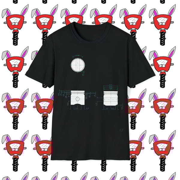 Piston Technical Drawing Unisex Softstyle T-Shirt by Bikabunny