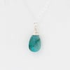 Gorgeous Blue-Green Chrysocolla Briolette Pendant on Sterling Silver Chain
