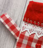 Scandi Style Gingham Christmas Stocking with Hand Embroidered Red Felt Star - Image 7