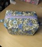 Quilted Blue Floral Boxy Pouch with lining and Lilac Zip - Image 2
