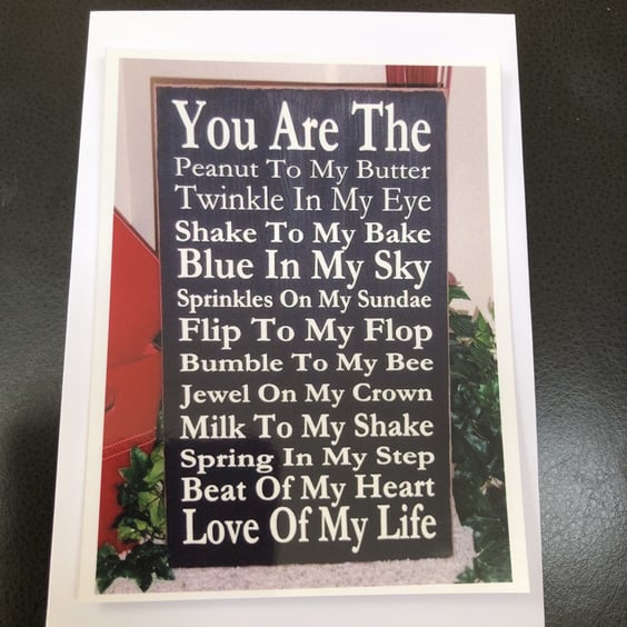 You Are The Peanut To My Butter Romantic Card Valentines Day or anniversary